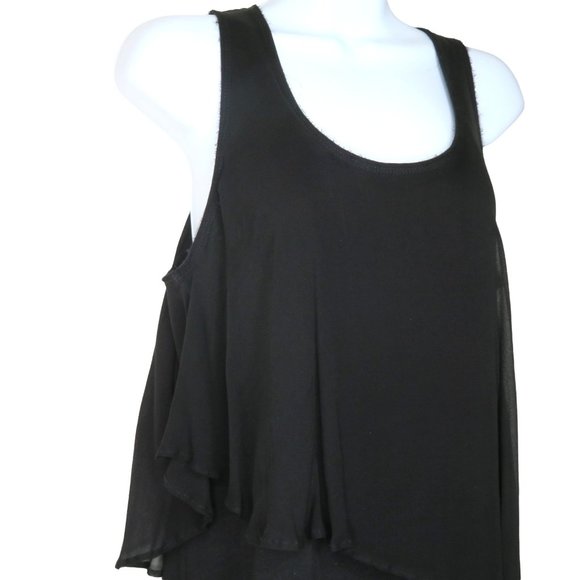 Vintage Elizabeth & James Layered Tunic Tank Top S Black Silk Cotton Small Snags - Picture 15 of 16
